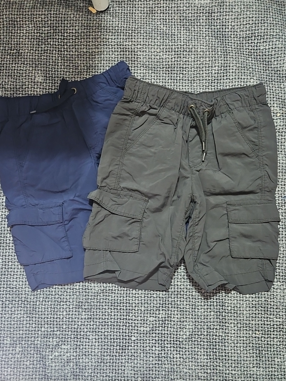 Kid's Cargo Drawstring Shorts Bundle - Gray and Navy
